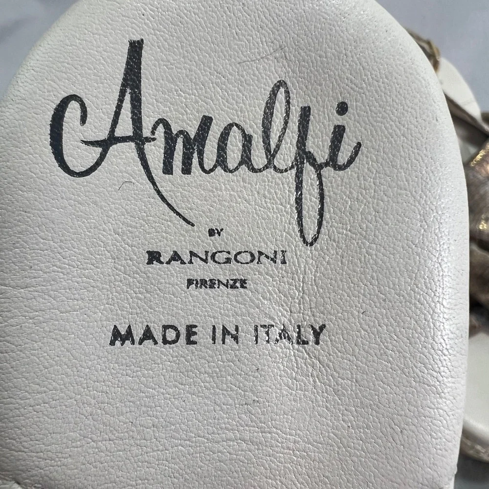 Amalfi by Rangoni Laerte Wedge Gold Metallic Animal Print Knot Espadrille 10WIDE